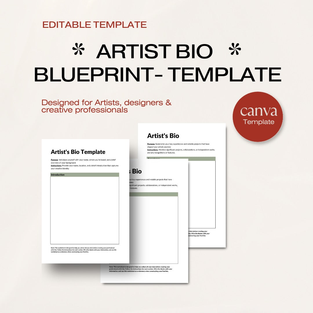 Visual Artist Bio Example Artist Bio Blueprint- Your Ready To Use Template for Writing Your Arti