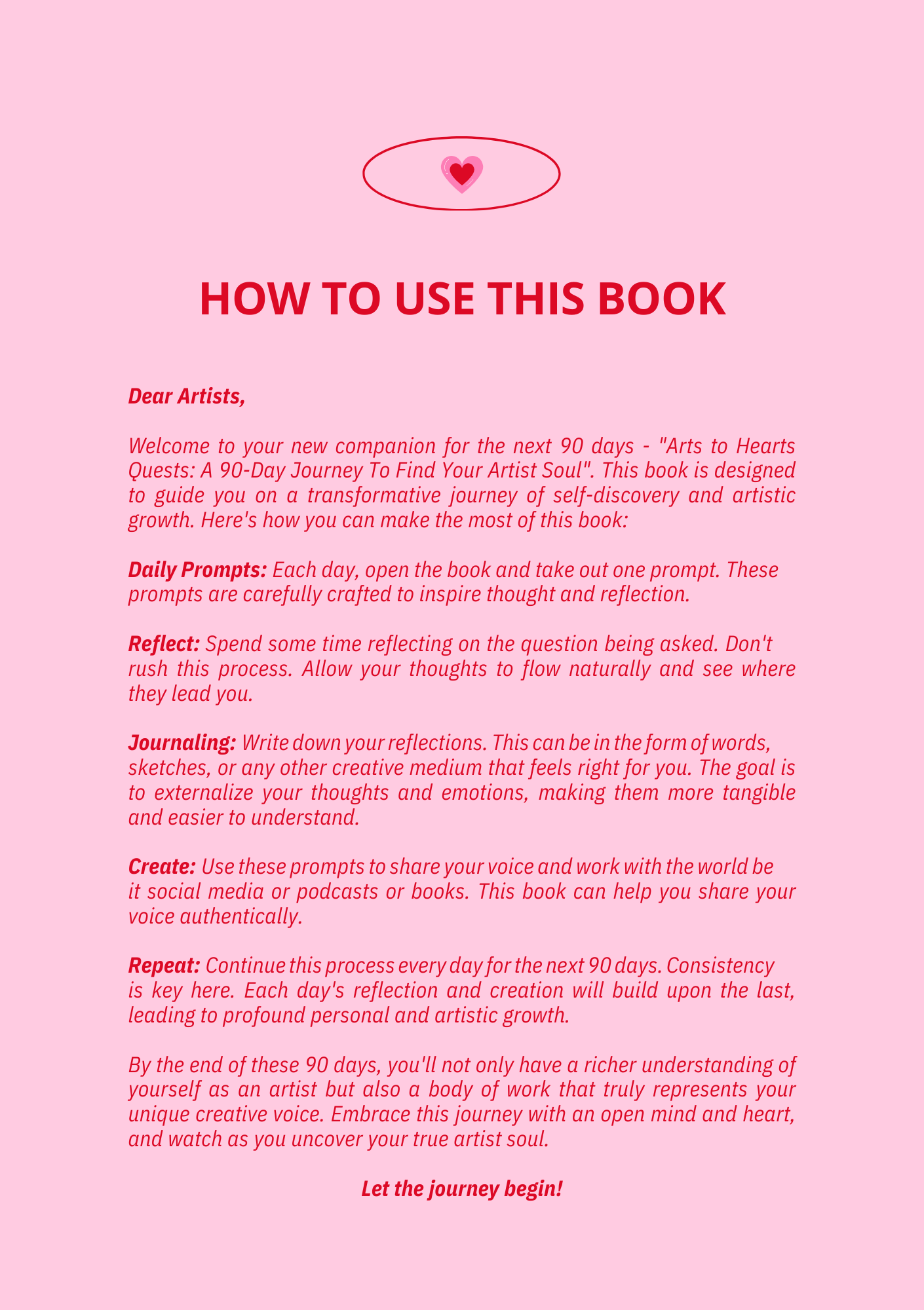 Arts To Hearts Quest 2024: A 90 days journey to find your Artist Soul